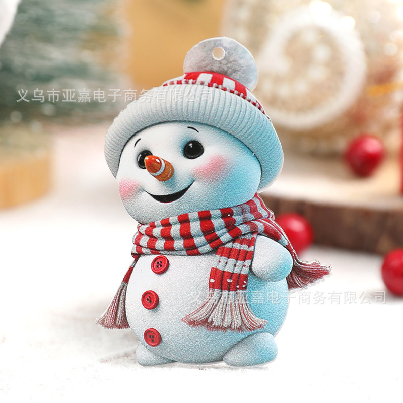 新品可爱卡通圣诞雪人亚克力平面汽车挂件圣诞树摆件圣诞装饰挂饰|undefined