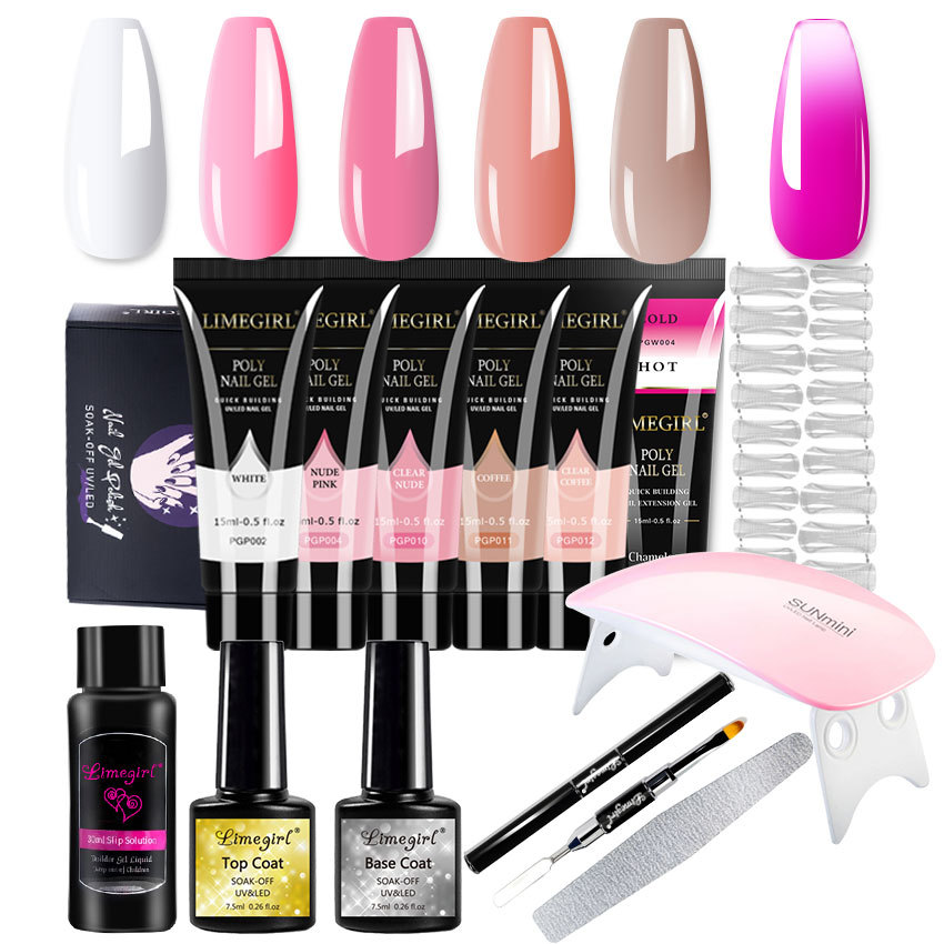 Transfronteriza caliente-Venta de extensión de goma manga armadura molde sin soporte de papel extensión rápida pegamento fototerapia de uñas extensión de cristal de uñas