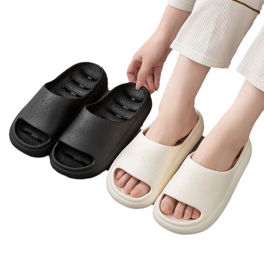 Bathroom Bath Slippers Women's Summer Non-Slip Water Leakage Quick-Drying Hollow Indoor Couple's Feeling Thick-Sole Sandals and Slippers for Men
