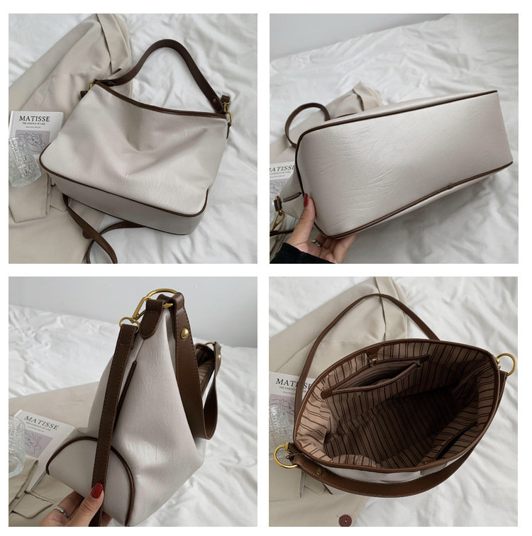 Large Capacity Bag Women's Bag 2021 New Fashion All-match Large Shoulder Bag Soft Leather Feeling Leisure Bucket Bag display picture 13