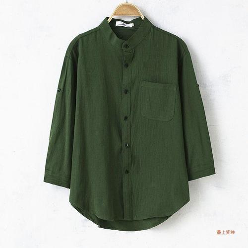 A very fairy-like men's summer thin cotton linen casual 5/7 sleeve shirt, stylish and trendy for men's matching and handsome.