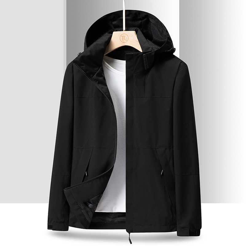 Primavera y otoño deportes al aire libre estilo de pareja al aire libre moda casual sombrero desmontable a juego chaqueta fina a prueba de viento para hombre