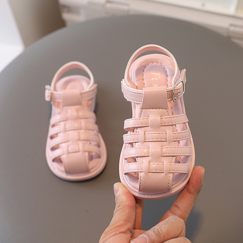 女童凉鞋2023夏季新款凉鞋0-3岁女宝宝软底学步鞋公主凉鞋软皮面