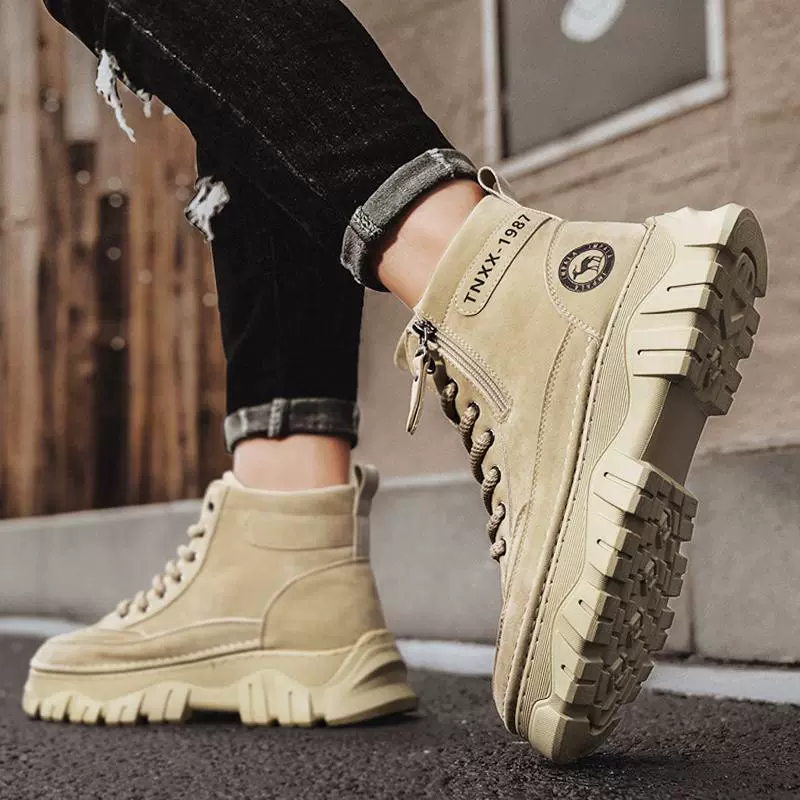 Мужские ботинки Martens до щиколотки, рабоче‑спортивный стиль, размеры 39–44, песочный/чёрный/хаки