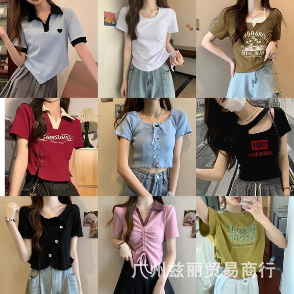 Short elastic cotton short sleeve T-shirt