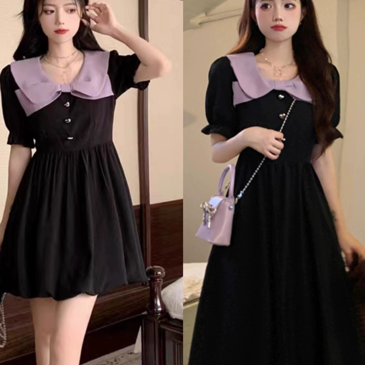 [Горячий продавать в магазине] Женское летнее платье больших размеров с кукольным воротником, высококачественное платье для женщин, слегка полных мм