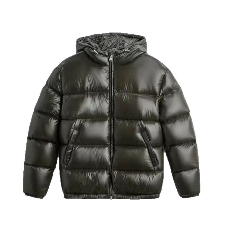 Men's Winter Puffer Jacket – Thickened Polyester Hooded Coat, Windproof & Lightweight Quilted Outerwear For Cold Weather (Black/Dark Green, XS-XXL)_voghion.com