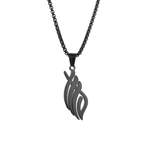Cross-border best-selling hollow flame feather necklace stainless steel titanium steel pendant personalized versatile snake chain wholesale