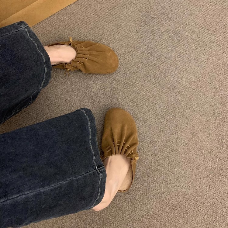 Zapatos Bocken suaves de primavera de 2025 nuevos zapatos de moda retro de un solo pie con un par de zapatos de cabeza