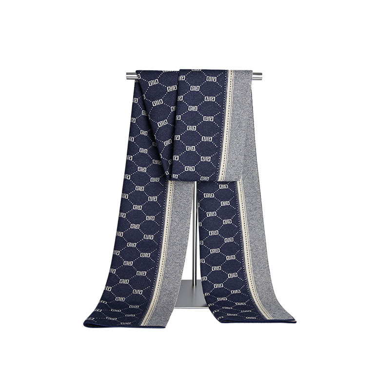 Sciarpa invernale nuova versatile edizione coreana scozzese da uomo in lana lavorata a maglia con nappa lunga stile giovani_voghion.com