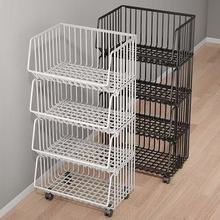 厨房置物架家用多功能果蔬菜篮子收纳架靠墙落地多层柜零食储物架