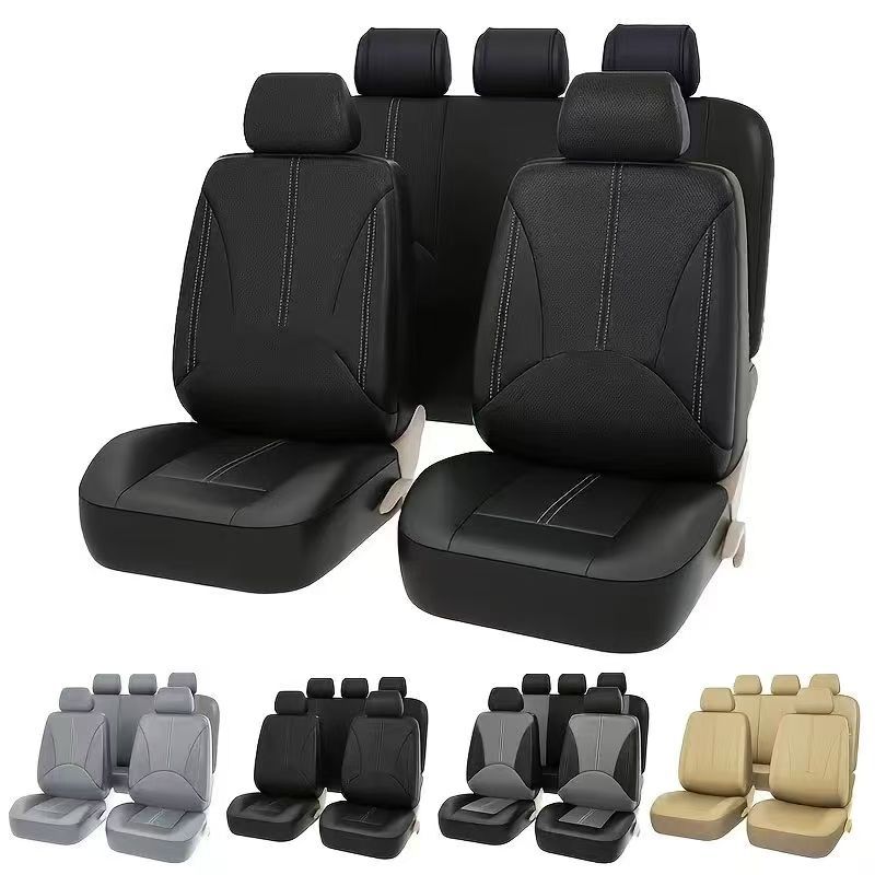 Mexico Russia Pu Perforated Leather Foreign Trade Cross-Border Amazon Car Seat Cover Spliced Leather Universal 5-Seater