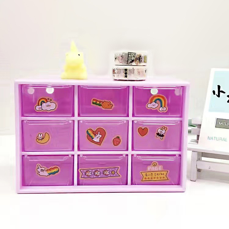 Jiugongge caja de almacenamiento cajón dormitorio Oficina caja de almacenamiento transparente separado a prueba de polvo caja de almacenamiento de escritorio al por mayor