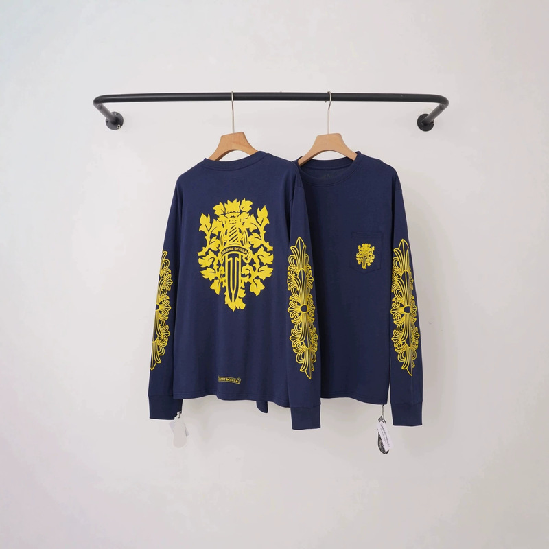 Cross-Border Hot-Selling Ch In-Stock Item with Complete Tags, Heavy-Duty Yellow Sword Print Long-Sleeve T-Shirt, Unisex