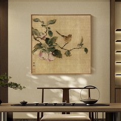 中国風茶室掛画書斎装飾画国画花鳥客間茶文化禅意壁画玄関方形画