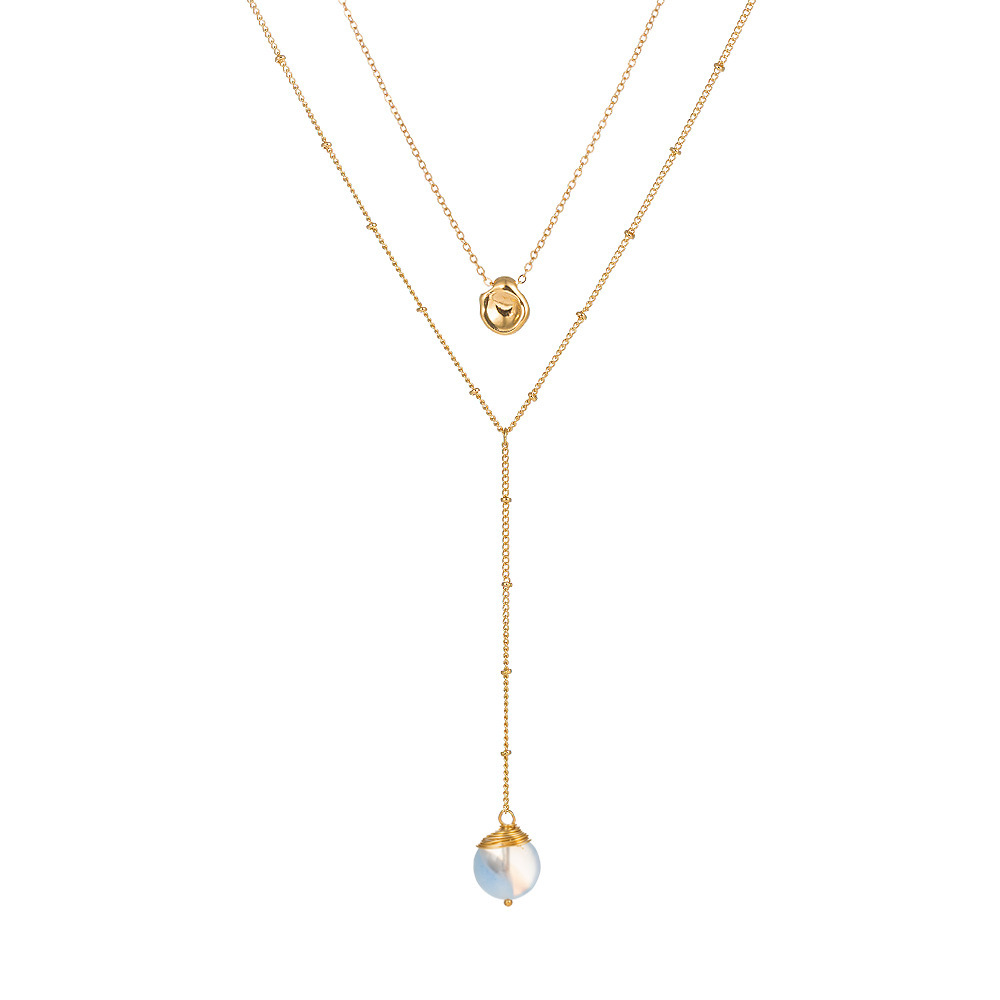 European and American fashion personality design golden pea pendant multilayer necklacepicture9