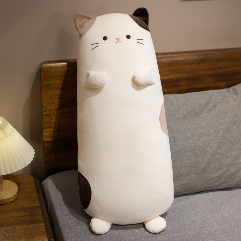 新款卡通猫咪长抱枕女生床上睡觉夹腿抱着毛绒布娃娃靠垫枕头批发|undefined
