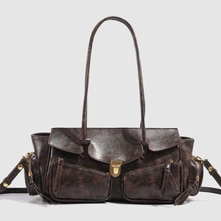 2024 new autumn retro high-end tote bag hot girl motorcycle bag one shoulder armpit bag fashionable and versatile women's bag
