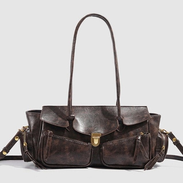 2024 New Autumn Retro High-end Handbag Hot Girl Motorcar Bag Shoulder Underarm Bag Fashionable All-match Women's Bag