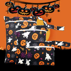 万圣节 3尺寸中号尿布袋化妆棉收纳袋 便携妈咪袋 拉链化妆包防水