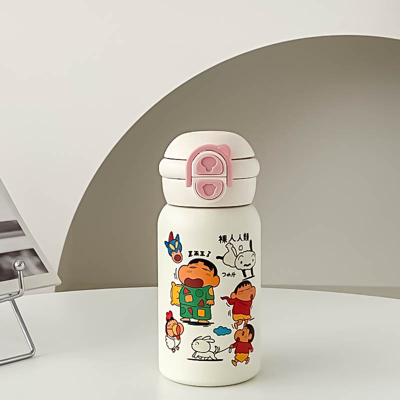 可爱小新~高颜值卡通不锈钢保温杯316儿童水杯便携吸管杯水杯新款|undefined