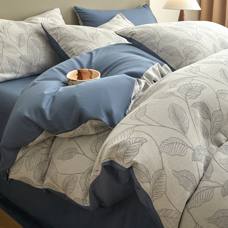 Una clase de madres y bebés Jacquard algodón puro cuatro piezas no impresa viento algodón desnudo cama