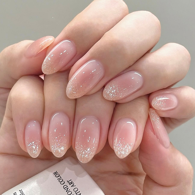 Lefan Manicure Gentle and Simple Glitter Blush Wearable Nails Short Almond Nails Foreign Trade Wearable False Nails Nail Tips Lefan Manicure Gentle and Simple Glitter Blush Wearable Nails Short Almond Nails Foreign Trade Wearable False Nails Nail Tips