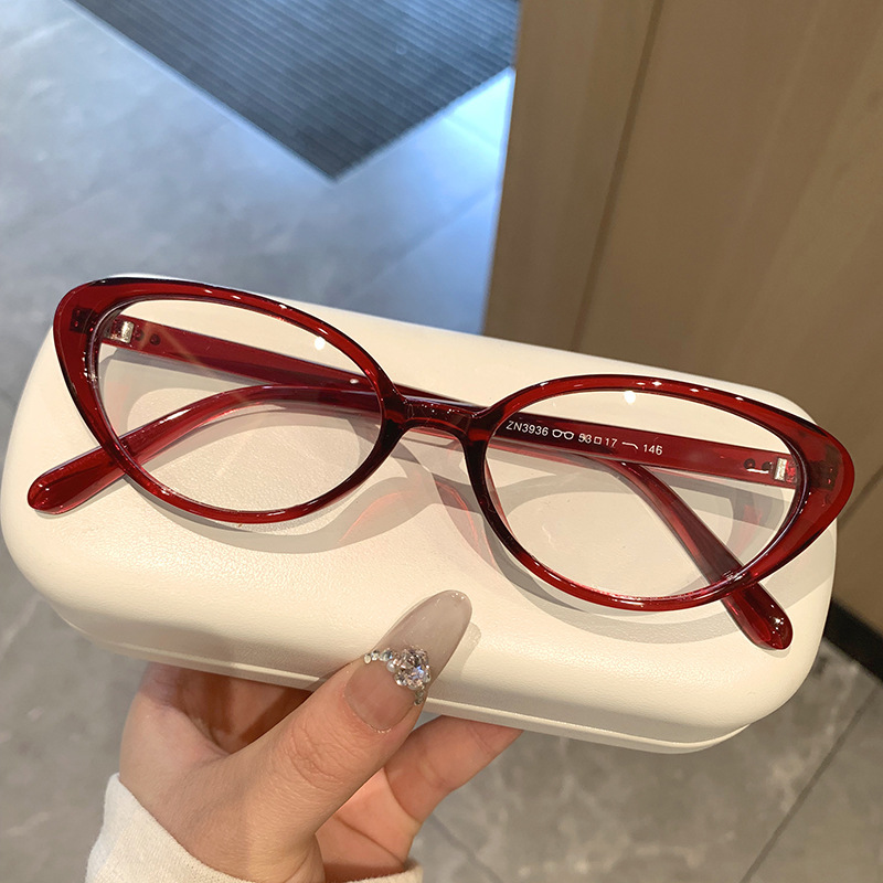 猫眼简约平光镜防蓝光时尚潮流眼镜框女士网红小框防紫外线眼镜架|undefined