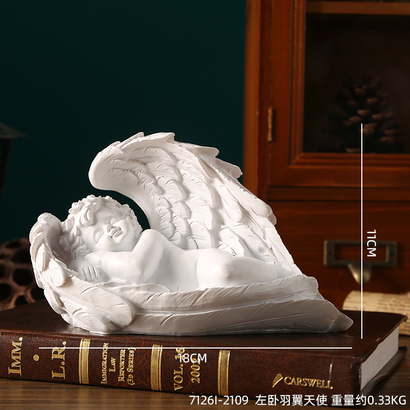 Adornos de ángel retro de estilo europeo, decoración de mesa de niña angelito de plástico de resina americana