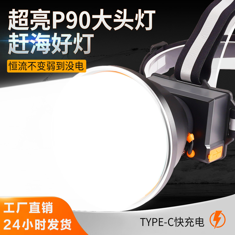 Golden Boss Headlamp Ultra-Bright Long-Range High-Power Long Battery Life Induction Mobile Phone Fast Charging Professional Fishing Outdoor