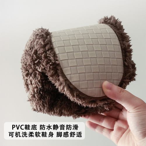 Winter Japanese-style high boots with heels, confinement shoes, high-top plush indoor home cotton shoes, warm furry slippers for women
