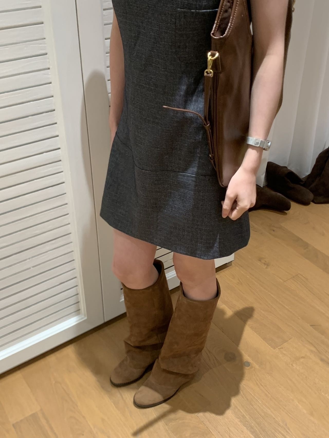 plush Women's Boots, Chunky Heel High Boots, Round Toe Low Heel Western Cowboy Boots 2025 Fall/Winter New Arrivals_voghion.com