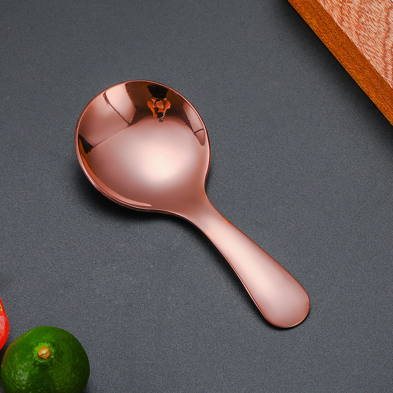 Creativo 304 cuchara de bebé de acero inoxidable mango corto tenedor cuchara traje de postre dorado cuchara tenedor helado cuchara niños vajilla