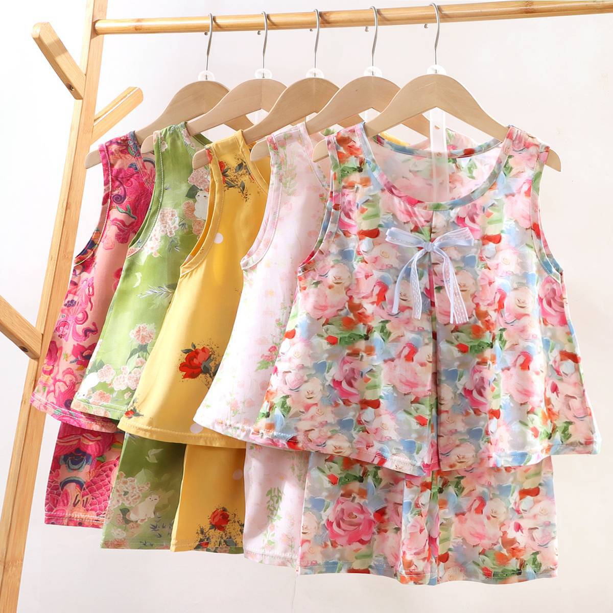 Girls Summer Camisole Dress Baby Girl Cotton Silk Skirt Kidsren's Floral Skirt Suit Kidsren's Skirt 2025 New Style