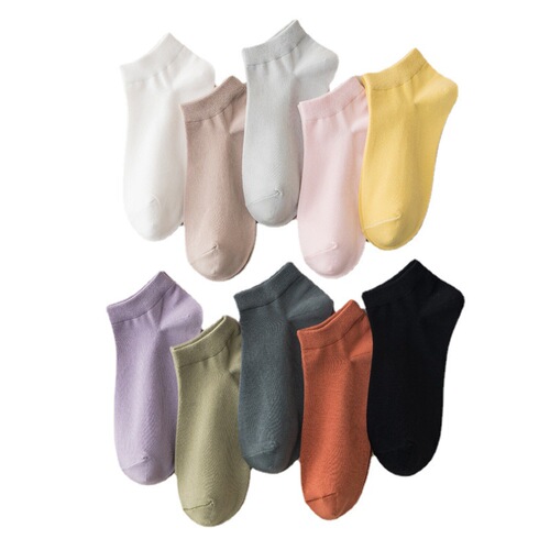 Women's Spring and Summer  Plain Cotton Ankle Socks, Low Top Invisible Slip-On Non-Slip No-Slip Boat Socks