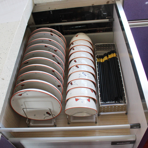 T9J5304 stainless steel dish rack combination drawer dish storage and storage rack drain single layer Chinese style