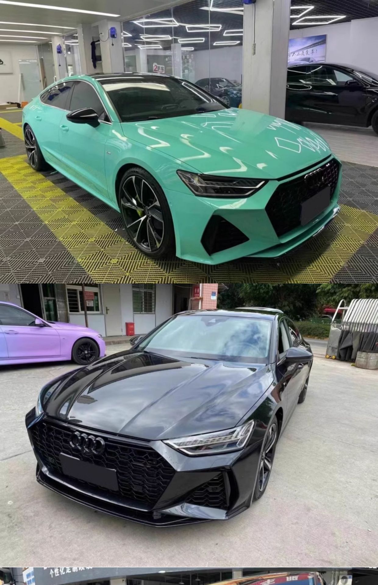 19-24 Austrian a7 modified S7/RS7 honeycomb middle net large surround front bar assembly A7 black warrior 24 wholesale