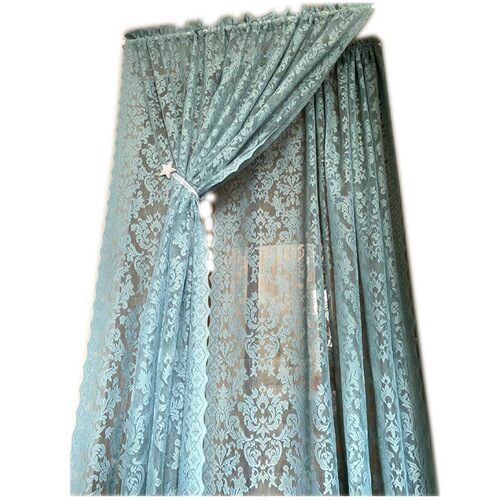 T9J5 European Pastoral Lace American Retro Green Finished Curtains Window Screens Korean Bedroom Door Curtain Bay Window