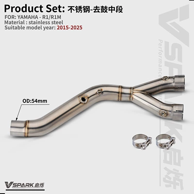 and Front Titanium Alloy – Motorcycle exhaust pipe - style-4-r1-stainless-steel-middle-section-connected-to-the-original-caliber-15-24-years