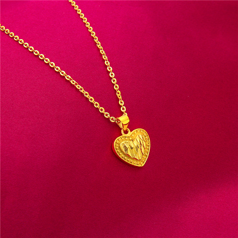 Nueva moda de las mujeres pequeño melocotón corazón pulsera collar anillo pendientes Vietnam arena oro joyería amor traje