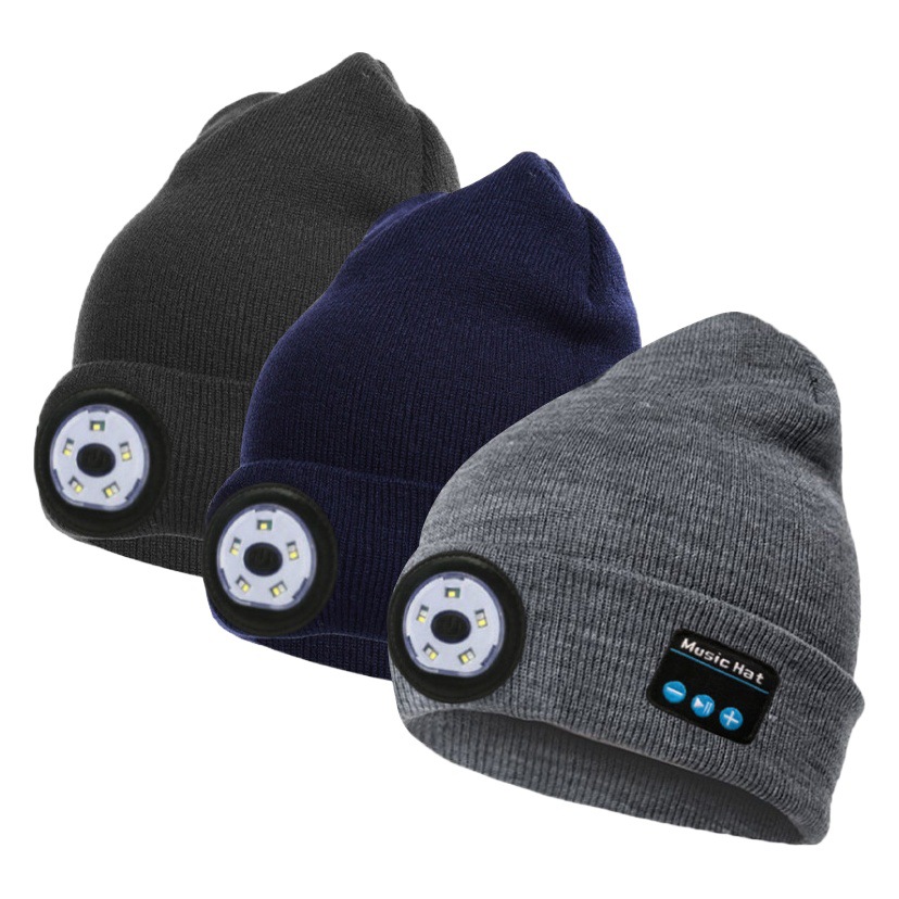 Amazon nuevo 5,0 Bluetooth de punto sombrero al aire libre noche corriendo noche pesca luz LED iluminación Bluetooth música LUZ DE Navidad sombrero