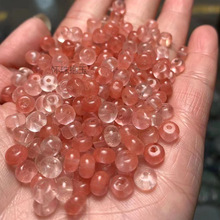 草莓晶平安扣散珠子 玉髓老型珠散珠diy西瓜晶半成品隔珠隔片