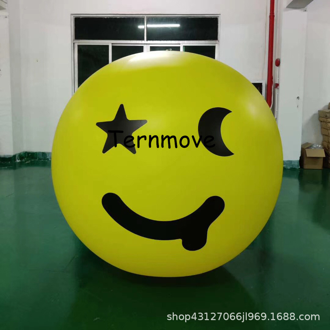 充气黄色气模PVC充气表情包商场酒吧悬挂落地滑稽笑脸球印logo