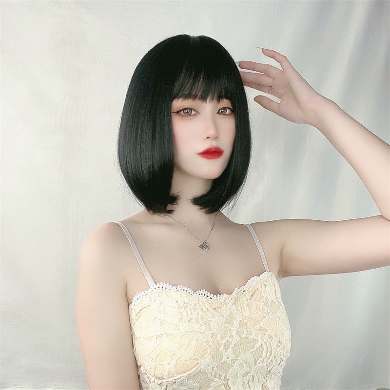 Women's Fashion Street High Temperature Wire Air Bangs Short Straight Hair Wigs display picture 4