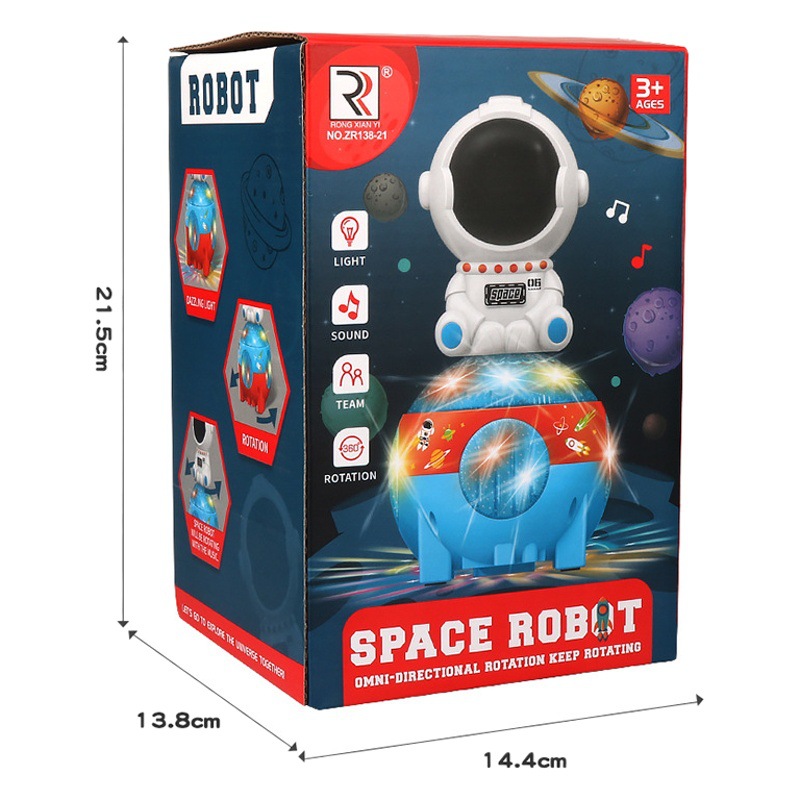 Transfronterizo eléctrico Universal danza espacio robot colorido música luz giratoria astronauta juguete de los niños