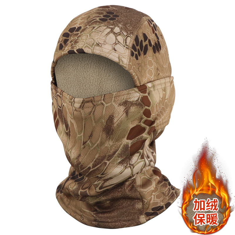 Camuflaje más capucha de terciopelo máscara de ciclismo al aire libre escalada sombrero a prueba de frío máscara táctica cálida protección contra el frío en invierno transfronterizo