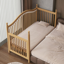 床边加宽拼接床耐用带围栏实木床榉木儿童床床边床可升降宝宝侧边