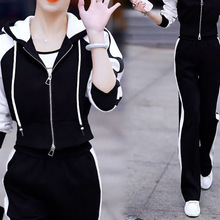 时尚休闲套装女2025春秋季新款洋气连帽开衫卫衣运动服两件套批发