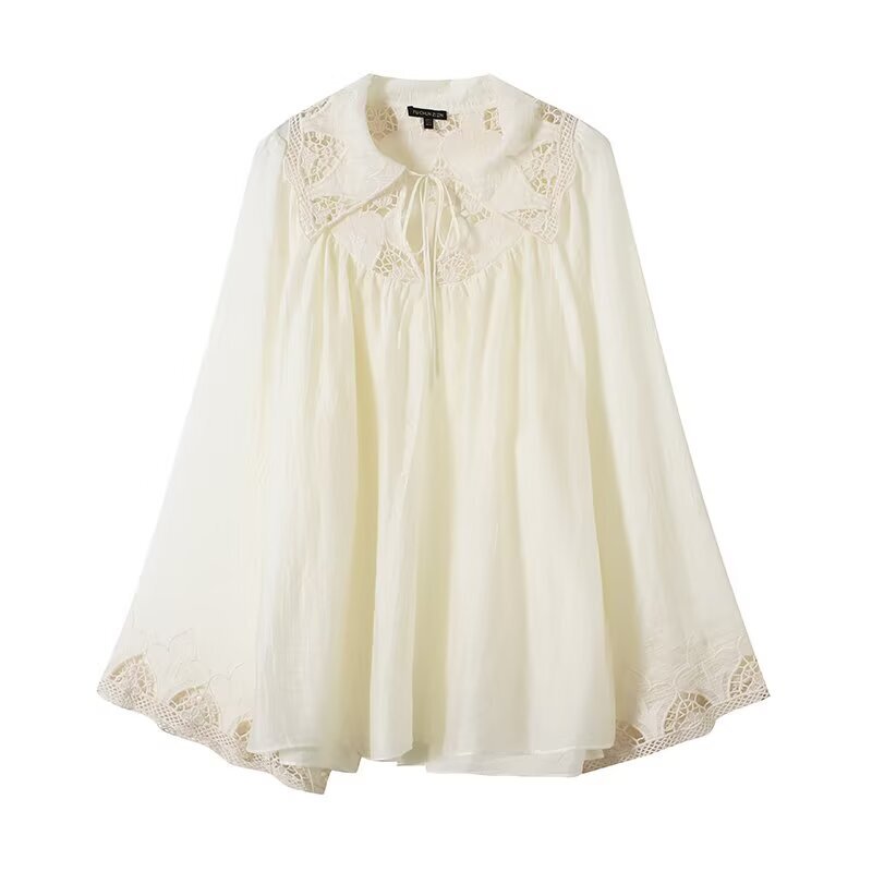 Cross-Border Women's Clothing 2026 Summer New Style French Lazy Style Casual Airy Decorative Long-Sleeve Flowing Blouse Cross-Border Women's Clothing 2026 Summer New Style French Lazy Style Casual Airy Decorative Long-Sleeve Flowing Blouse