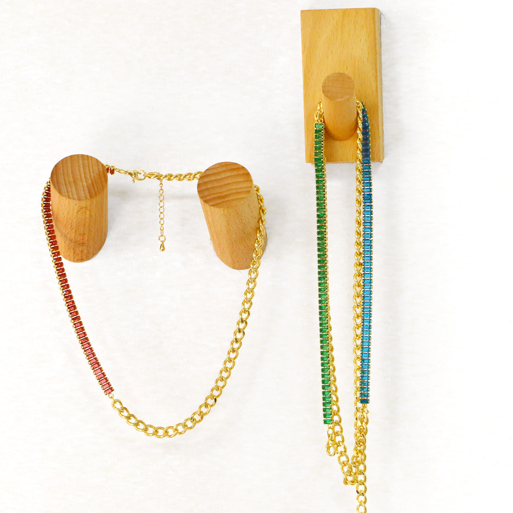 hip-hop jewelry copper inlaid colorful zircon stitching Cuban chain necklace